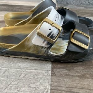 Birkenstock Essentials Arizona EVA Sandals Glamour Gold Gray Multicolor L9 M 7